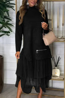 Sonja  Elegant Patchwork Knit Dress