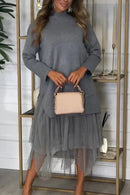 Sonja  Elegant Patchwork Knit Dress