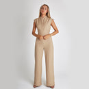 Kate Jumpsuit: Elegant V-Neck Wide-Leg Chic Style