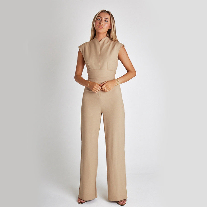 Kate Jumpsuit: Elegant V-Neck Wide-Leg Chic Style
