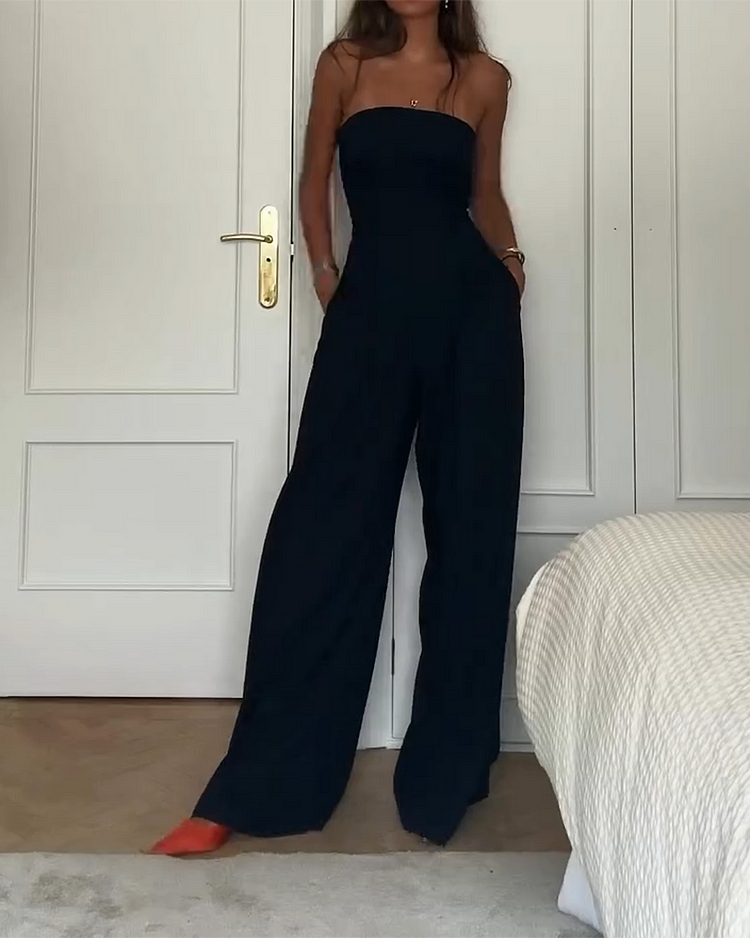 Renata Elegant Strapless Jumpsuit (Khaki is Sold Out!)