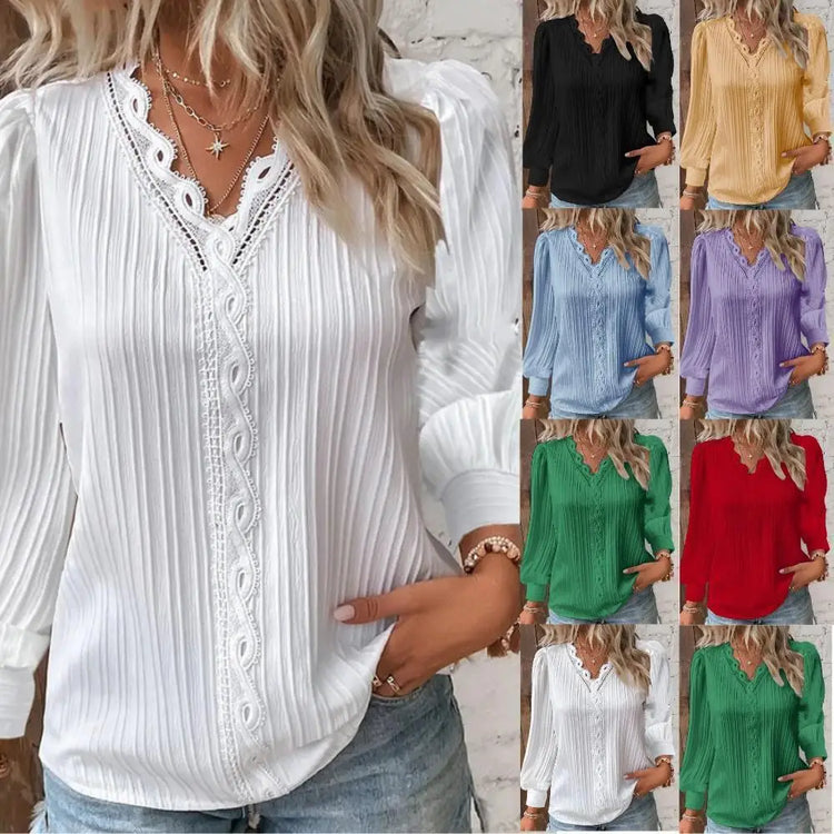 Emma Blouse With Lace Details In Chiffon