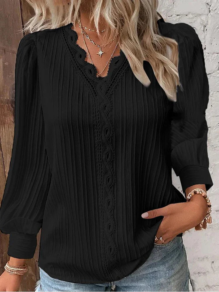 Emma Blouse With Lace Details In Chiffon