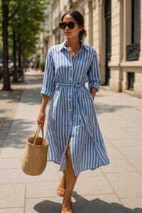 Renata™ - Striped Dress with Collar