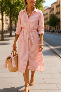 Renata™ - Striped Dress with Collar