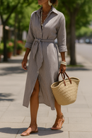 Renata™ - Striped Dress with Collar