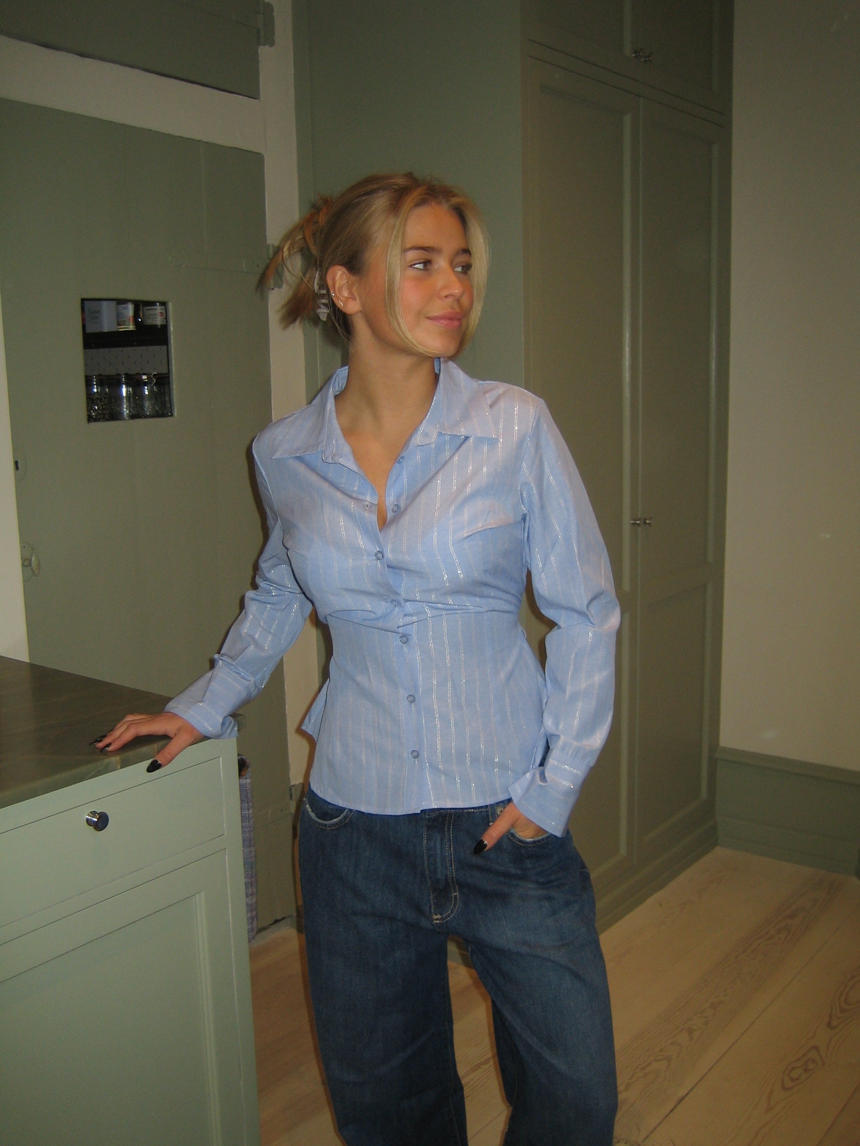 Sophia | Non-iron Blouse with Fine Stripe