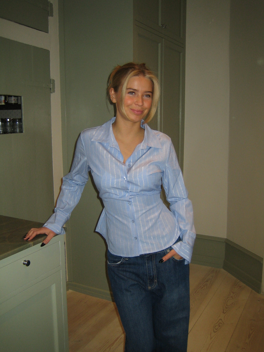 Sophia | Non-iron Blouse with Fine Stripe