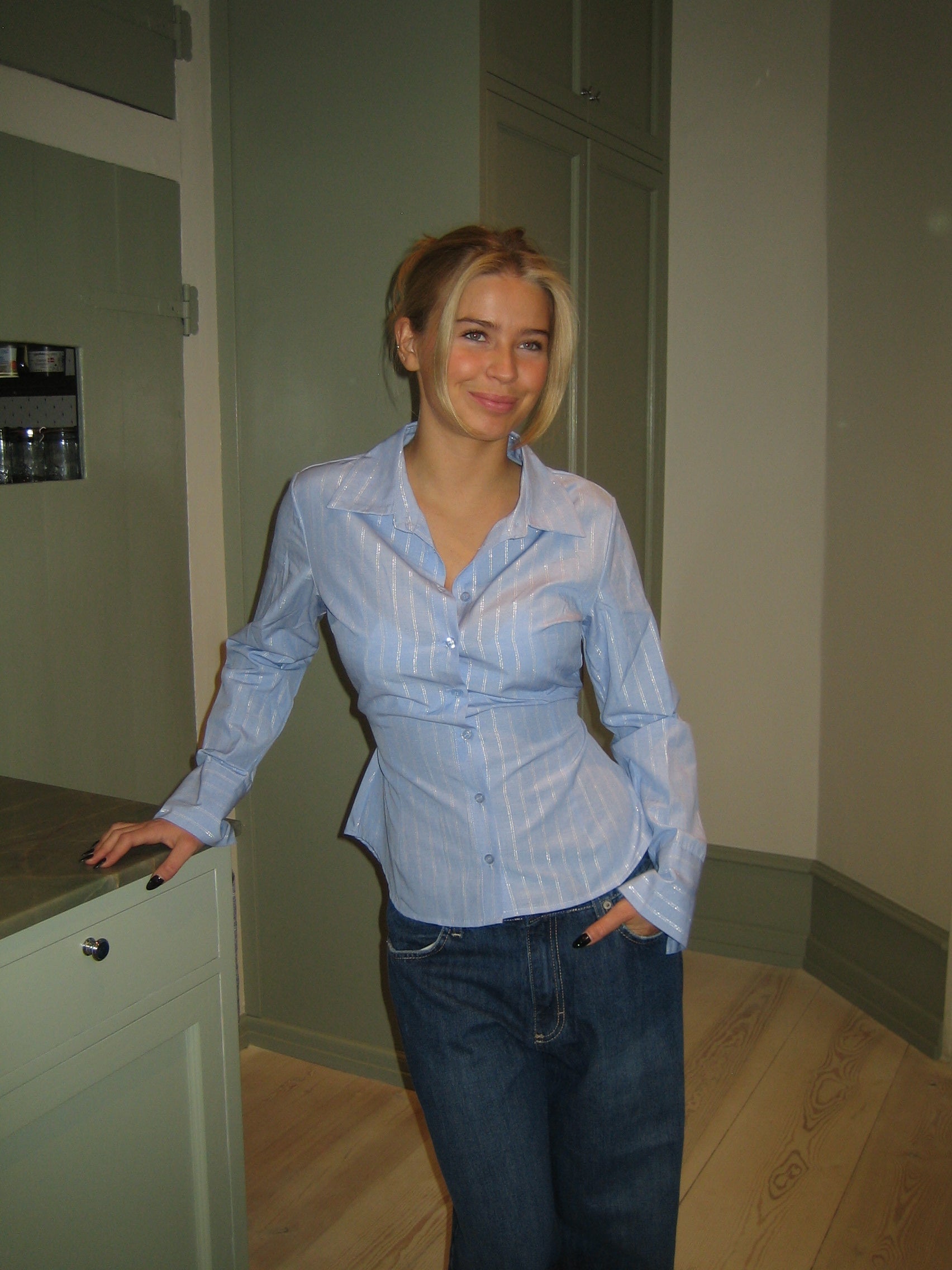 Sophia | Non-iron Blouse with Fine Stripe