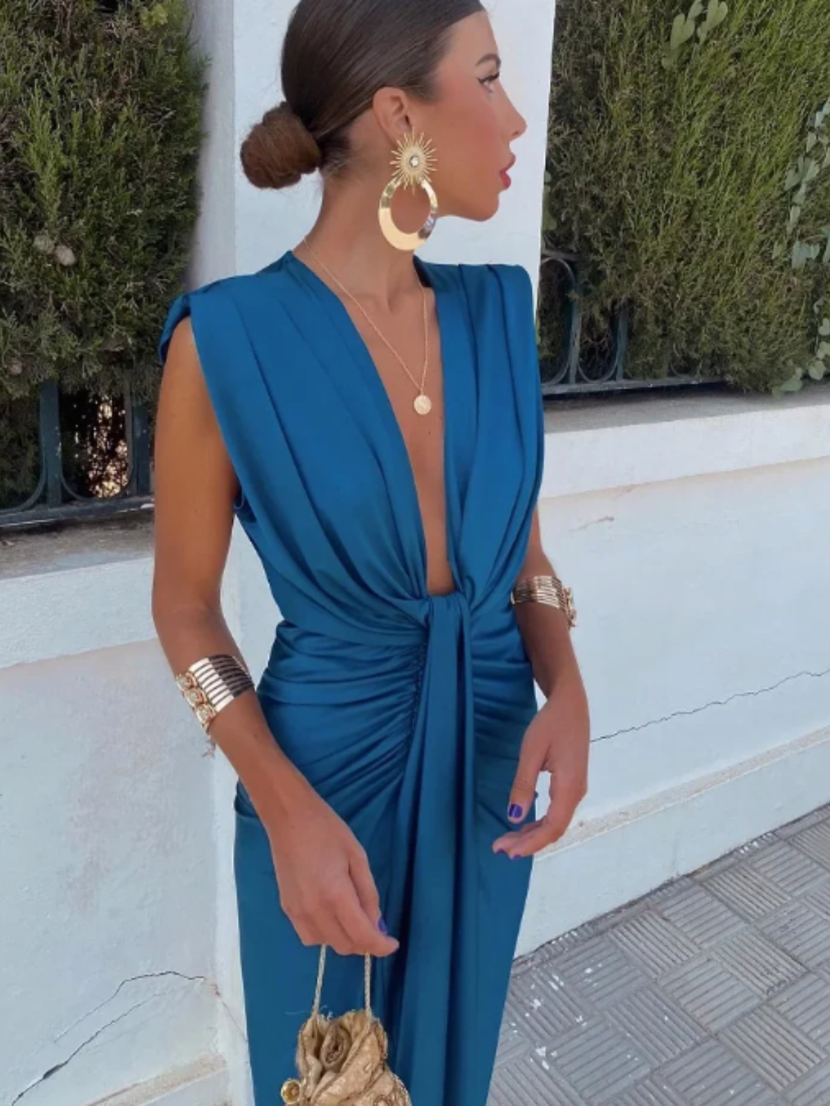 Crocetta™ | Sophisticated Deep V-Neck Dress
