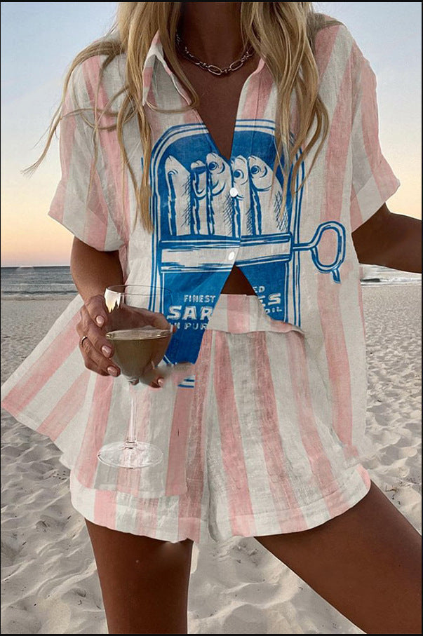 Silava™ | Sardine Print Short Linen Set