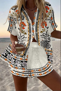 Irella™ | Floral Print Short Linen Set