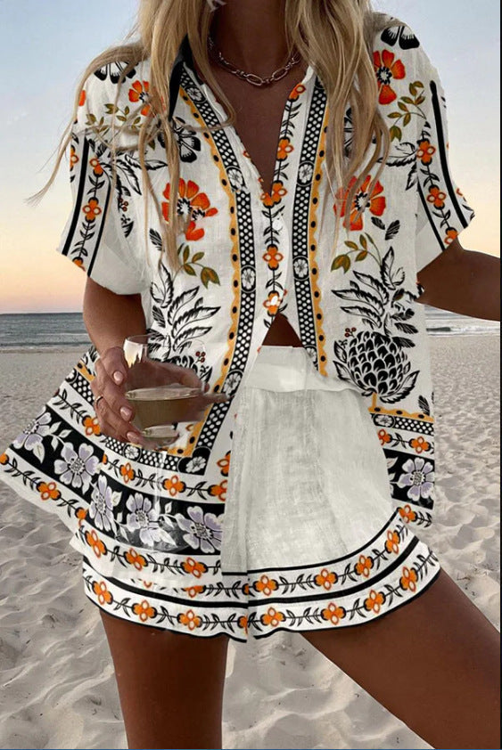 Irella™ | Floral Print Short Linen Set