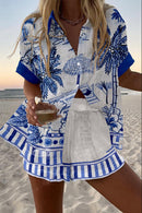 Zanika™ | Palm Print Short Linen Set
