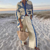 Yazette™ | Blue Fish Pattern Lounge Set