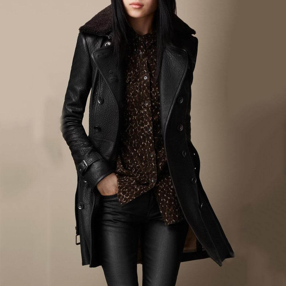 Diana Leather Trench Coat