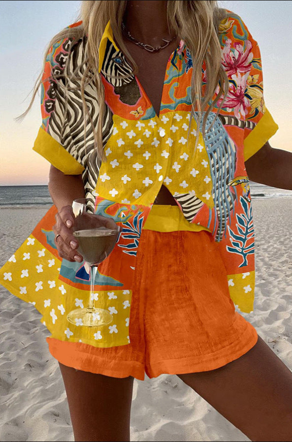 Norellia™ | Polka Dot Print Short Linen Set