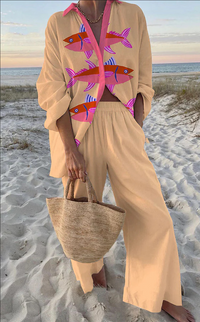 Evalisse™ | Pink Fish Pattern Lingerie Set