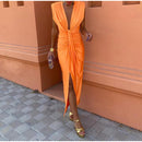 Crocetta™ | Sophisticated Deep V-Neck Dress