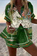 Céphira™ | Horse Print Short Linen Set