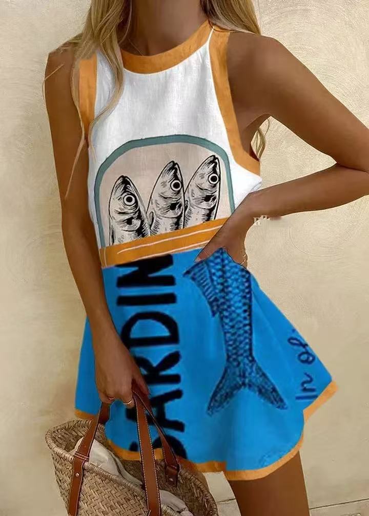 Isoria™ | Blue Print Mini Dress