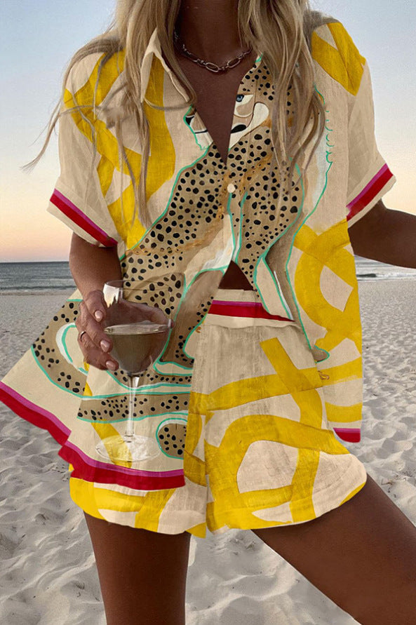 Casima™ | Cheetah Print Short Linen Set