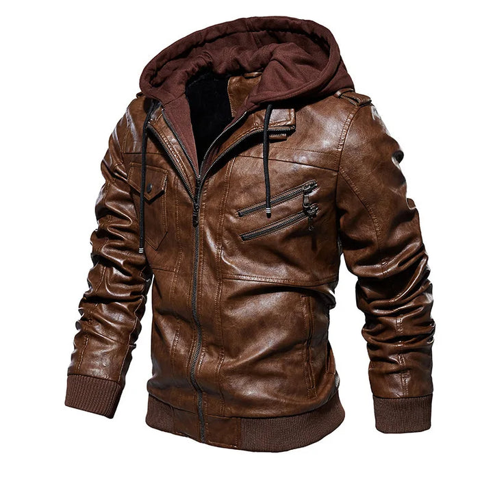 Troy - Hooded Leather Jacket