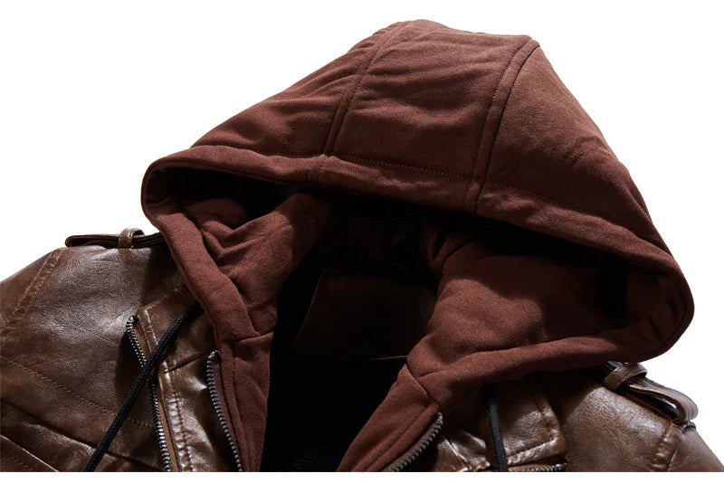 Troy - Hooded Leather Jacket