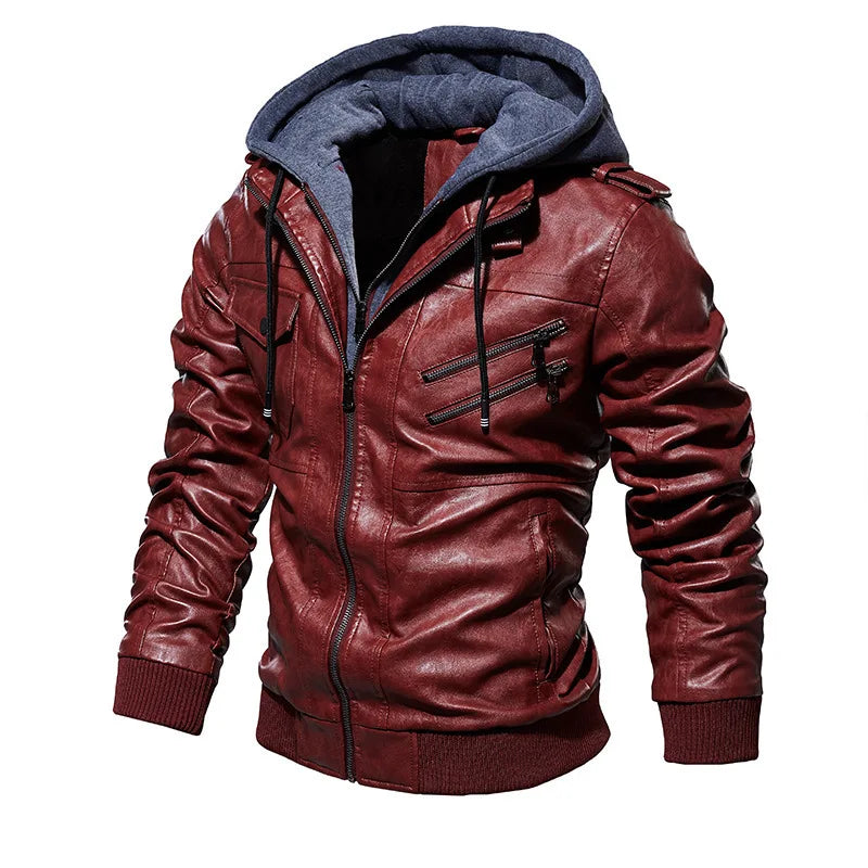 Troy - Hooded Leather Jacket