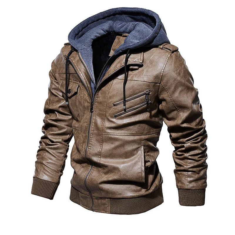 Troy - Hooded Leather Jacket