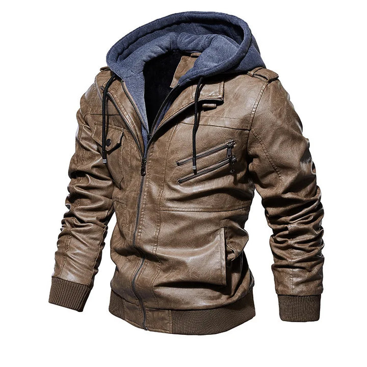 Troy - Hooded Leather Jacket
