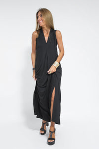 ANGELICA  LONG DRESS WITH V NECK