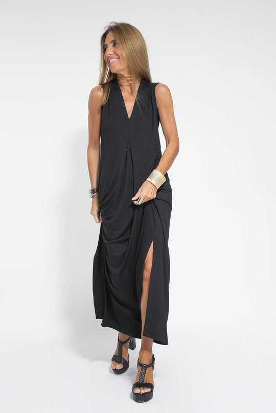 ANGELICA  LONG DRESS WITH V NECK