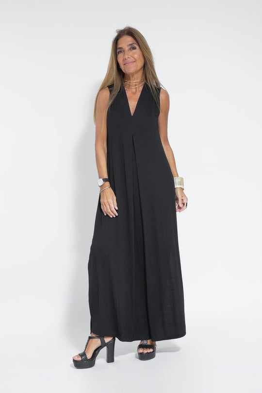 ANGELICA  LONG DRESS WITH V NECK