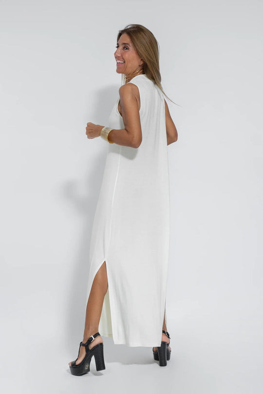 ANGELICA  LONG DRESS WITH V NECK