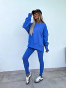 Stylish Women's Sweater Set | Comfy Split Top & Fitted Bottoms