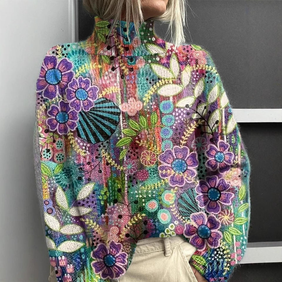 Delfina™ | Bright and Colorful Turtleneck Sweater
