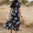 Nima Floral V neck Elastic Waist Dress