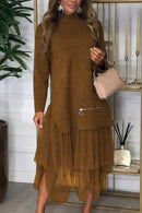 Sonja  Elegant Patchwork Knit Dress