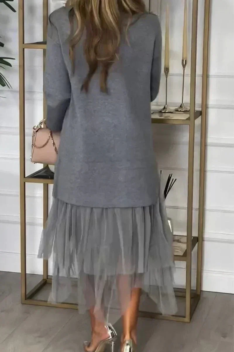 Sonja  Elegant Patchwork Knit Dress