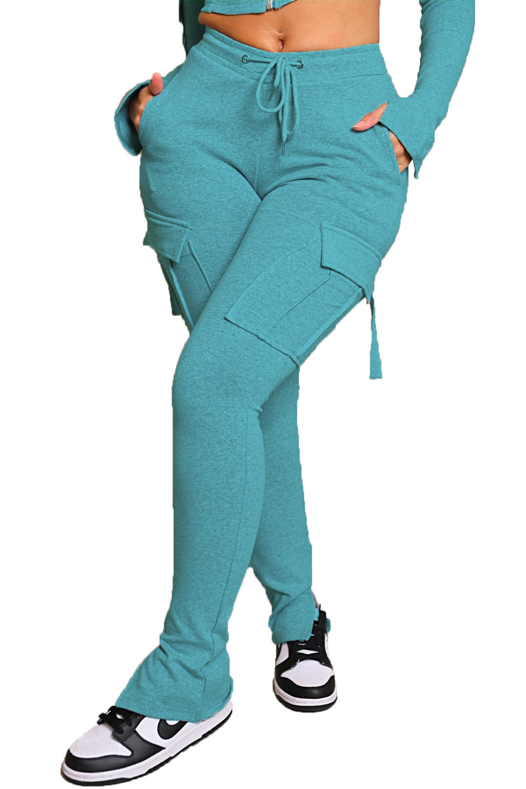 Women's High-Waist Cargo Pants with Pockets