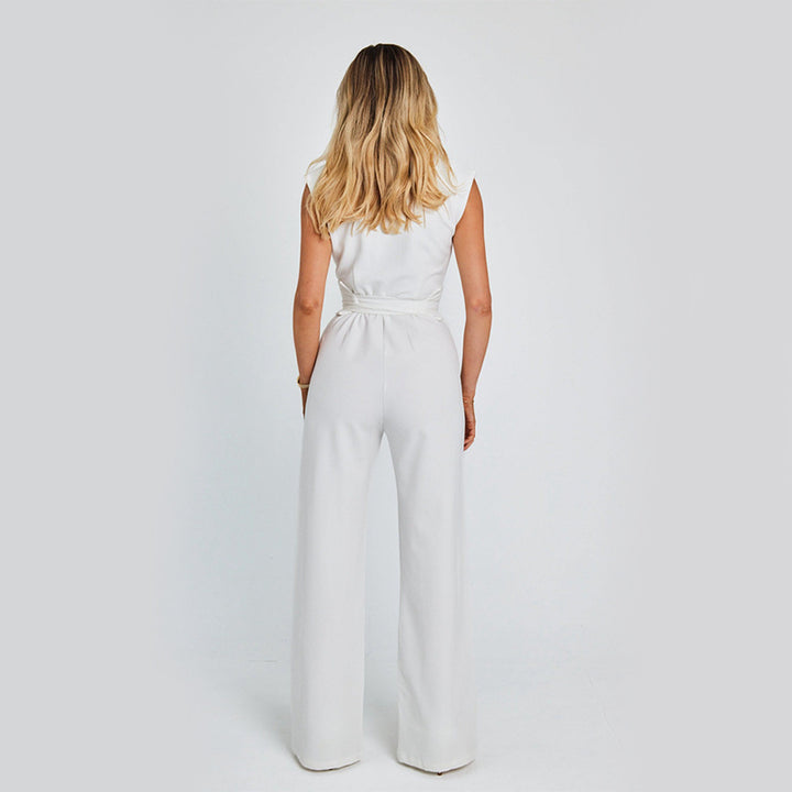 Kate Jumpsuit: Elegant V-Neck Wide-Leg Chic Style