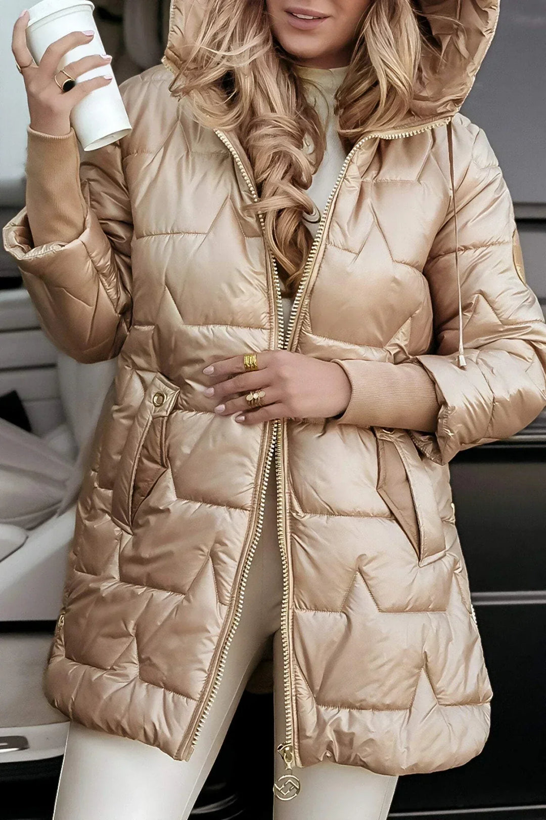 Chiara - Long Warm Padded Jacket with Snug Hood