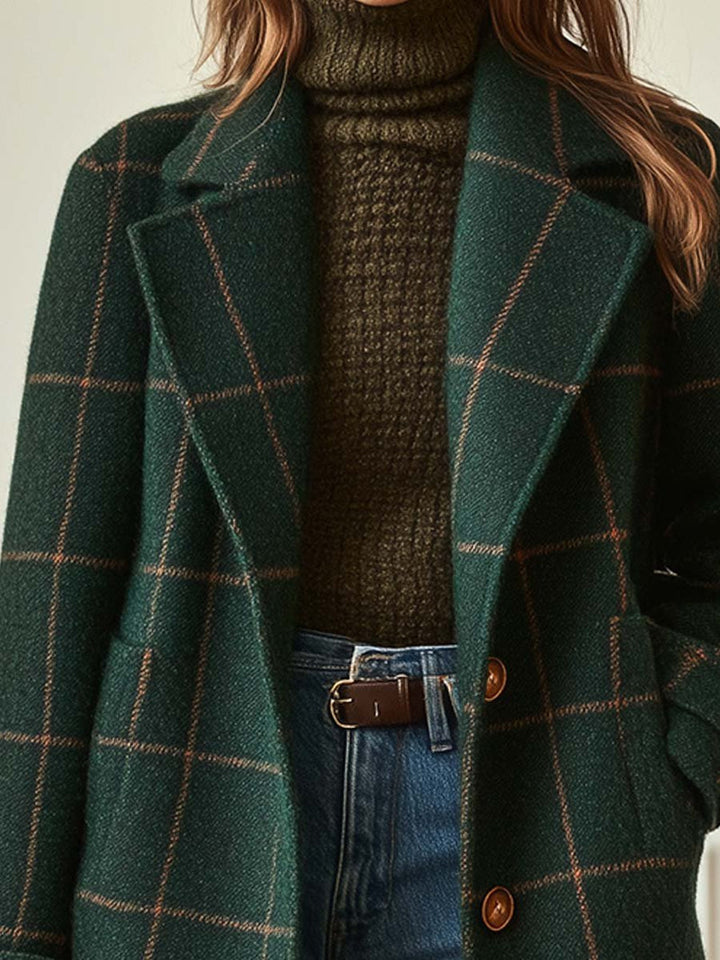 Karmen – Retro Revers Check Tweed Coat