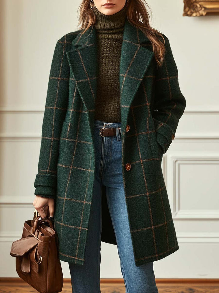 Karmen – Retro Revers Check Tweed Coat