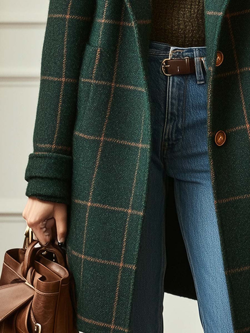 Karmen – Retro Revers Check Tweed Coat