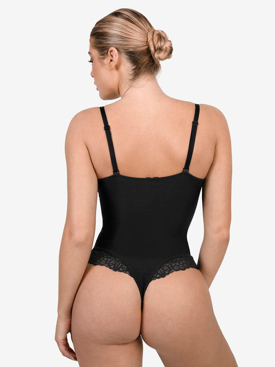 Shapewear Lace Deep V Neck Sculpting Thong Bodysuit