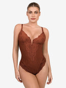 Shapewear Lace Deep V Neck Sculpting Thong Bodysuit